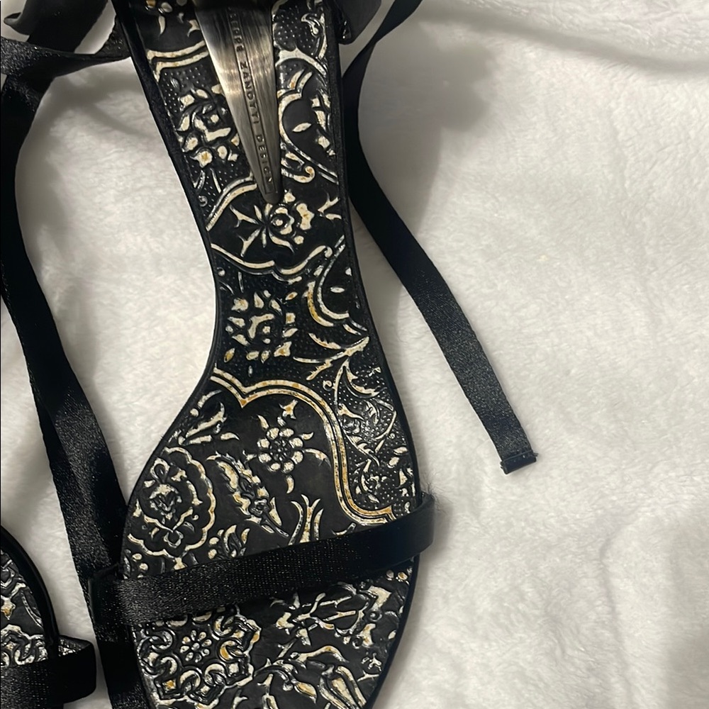 Giuseppe Zanotti Black Silk Strappy Heels with Metallic Embellishments - Picture 6 of 10